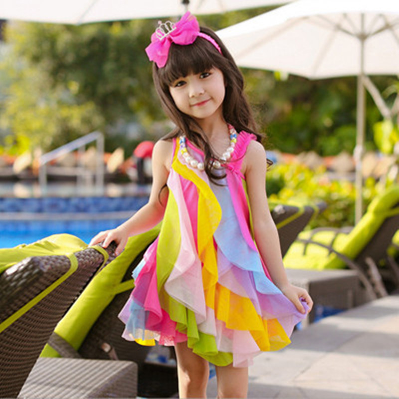Baby Clothing Korea - Robe d'été pour filles, sans collier,