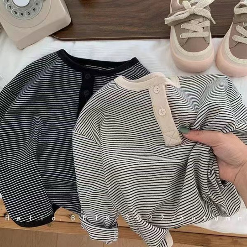 Baby Clothing Korea - T-shirt rayé coréen à manches longues