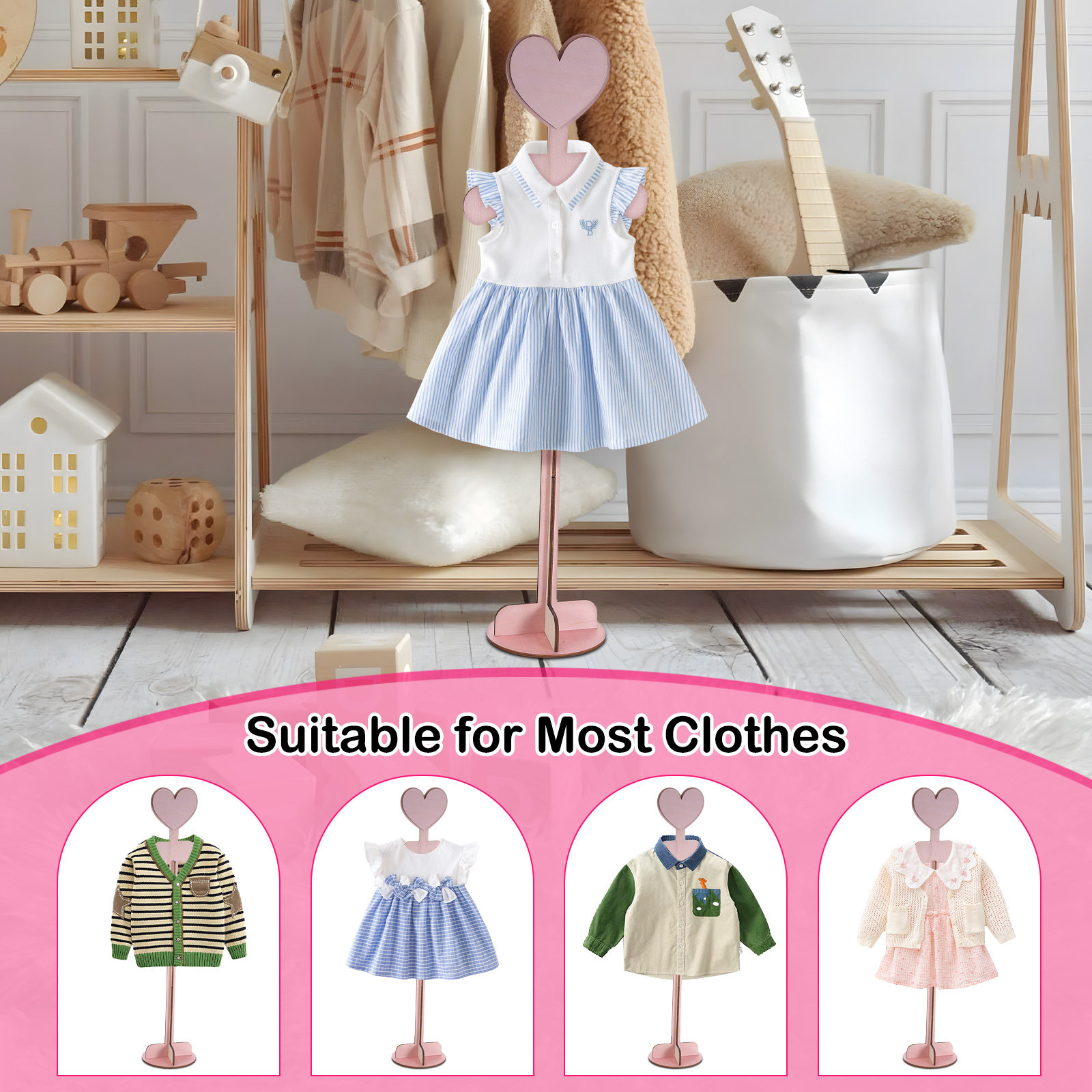 Baby Clothing Display Stand - Présentoir à vêtements en bois pour
