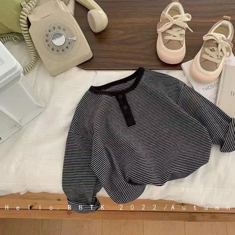 T-shirt rayé coréen à manches  - Baby Clothing Korea avis et prix