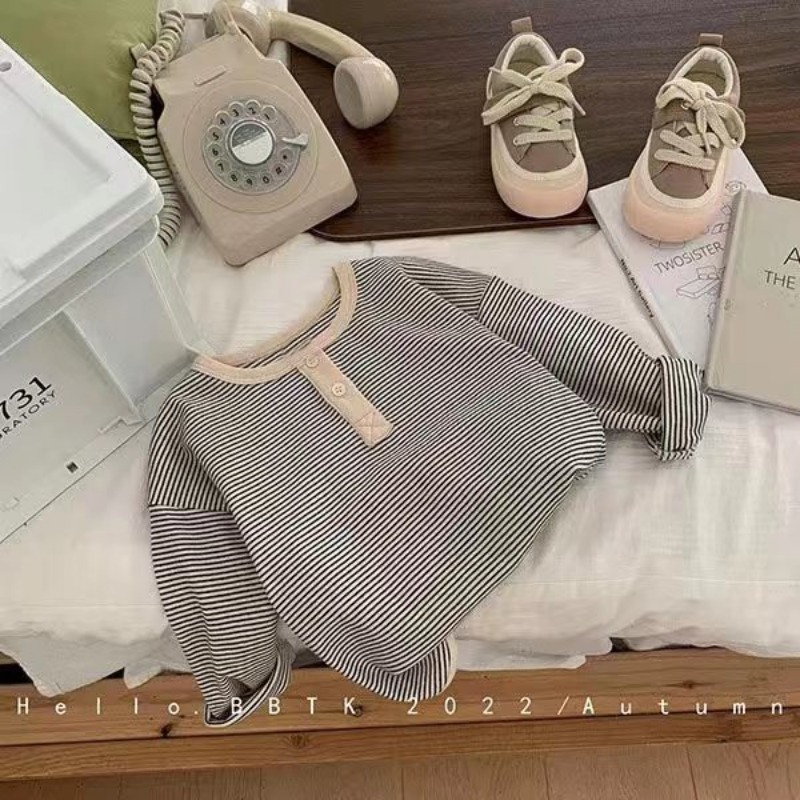 T-shirt rayé coréen à manches  - Baby Clothing Korea avis et prix