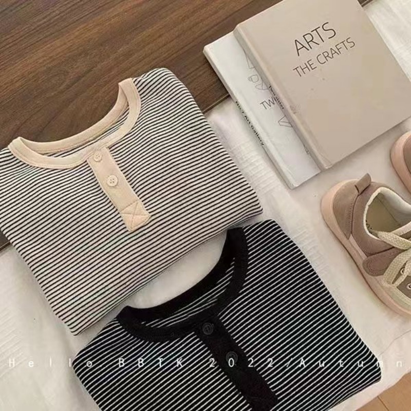 T-shirt rayé coréen à manches  - Baby Clothing Korea avis et prix